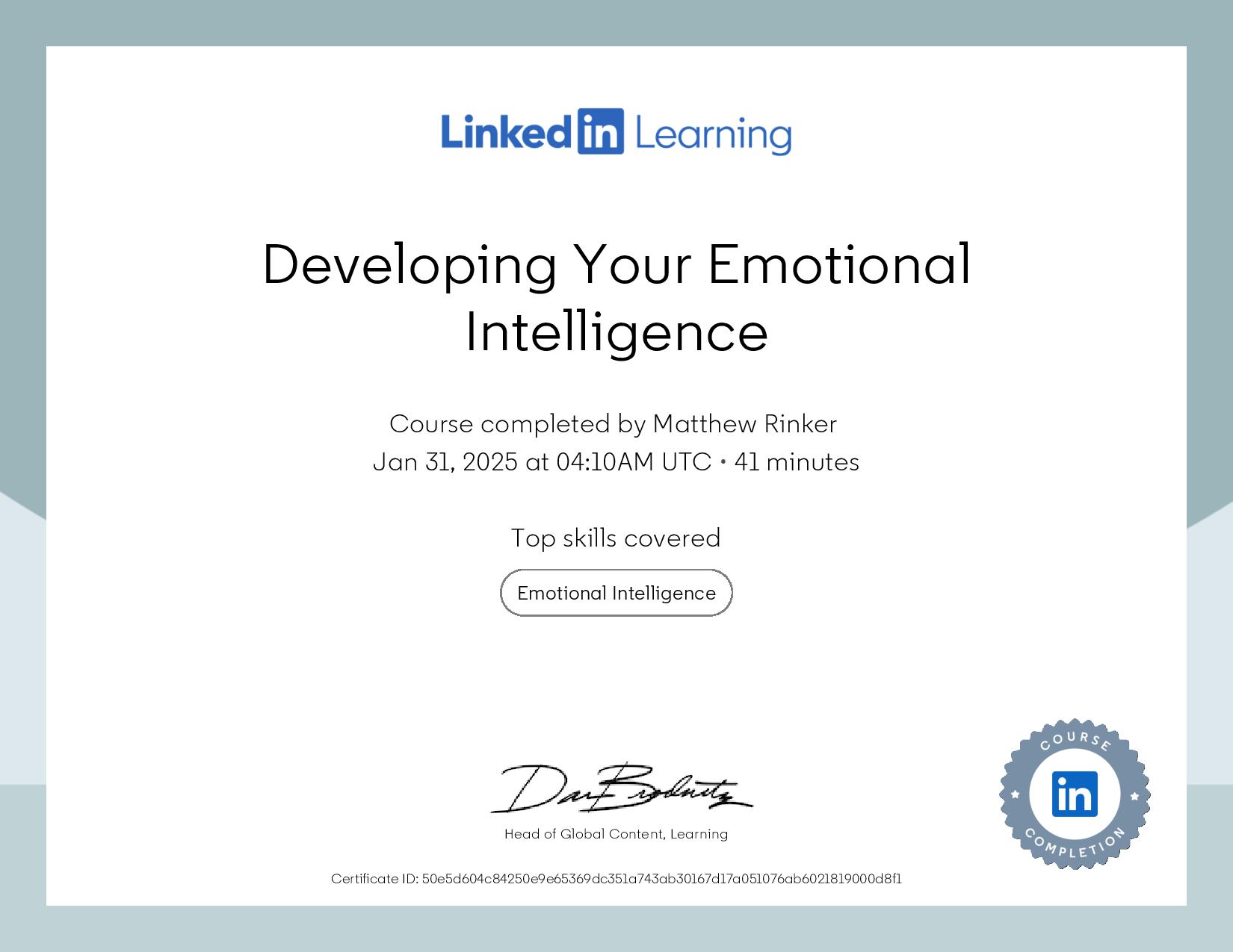 LinkedIn Learning Developing Your Emotional Intelligence